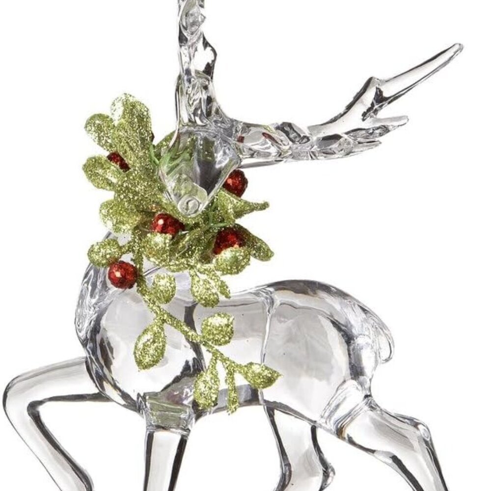 Kissing Krystals Christmas Acrylic 6in Mistletoe Reindeer Figurine KK343